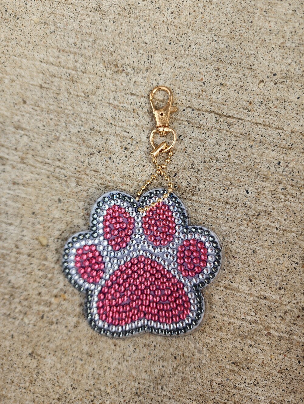Pink Paw Print Keychain & Card Holder Charm